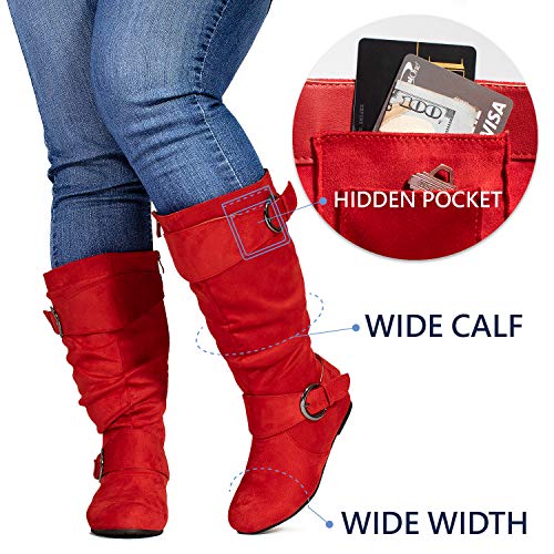 RF ROOM OF FASHION Dublin-01 Women's Wide Calf Wide Width Knee High Boots w Pocket - Plus Size Friendly3