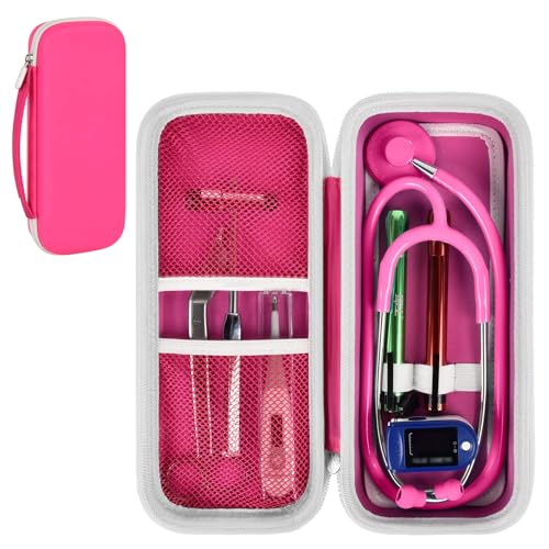Image of Stethoscope Case for 3M Littmann Classic III Monitoring /Lightweight II S.E /Cardiology IV Diagnostic /for MDF Acoustica Stethoscopes, Holder for Nurse Doctor Essentials & Medical Accessories, Rose Red