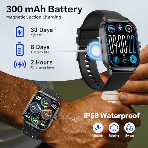 Smart Watch for Men and Women, 1.96" HD Fitness Tracker with Bluetooth Calls, Heart Rate & Sleep Monitor, 120+ Sports Modes, IP68 Waterproof, Voice Assistant Compatible with Android iPhone - Image 8