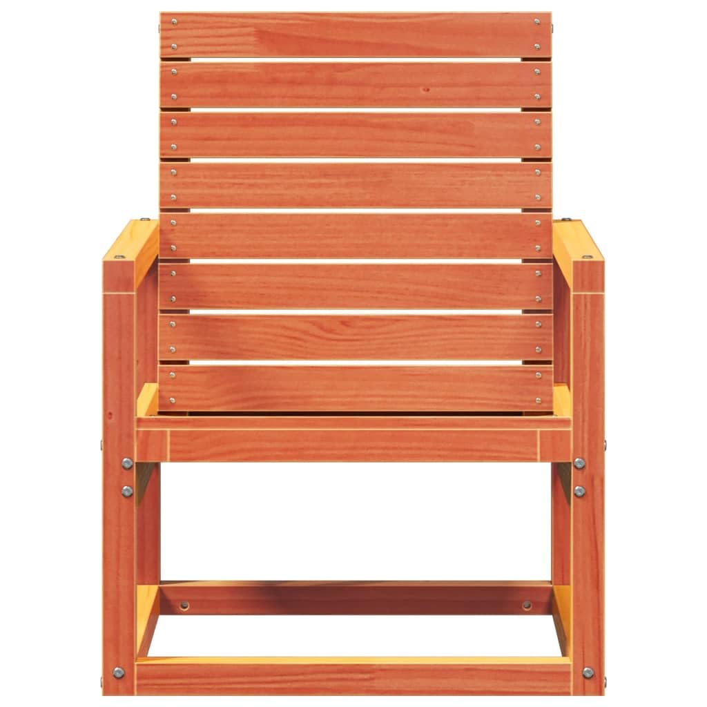 Silla de jardín de madera maciza de pino color marrón cera, 57,5 x 63 x 76 cm, diseño de listones cómodo, reposabrazos robusto y duradero para jardín, terraza, balcón, camping