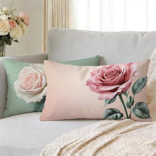 Housse de coussin 40 x 70 cm lot de 2 imperméable rose