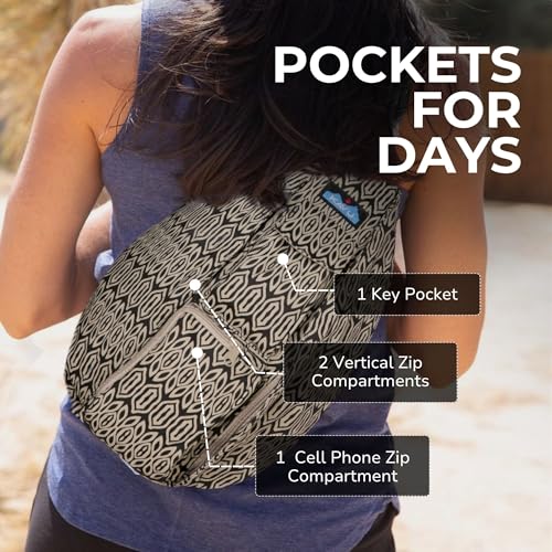 Image of KAVU Rope Sling Bag - Large Crossbody Bags for Women & Men | Hands Free, Cross Body for Travel, Hiking & Everyday Carry, with Padded Back, Adjustable Rope Strap & Cotton Canvas