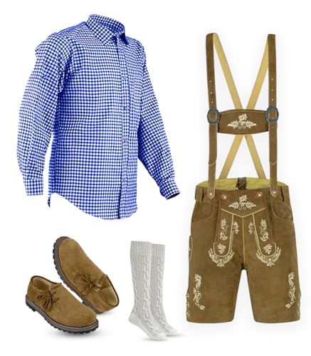 TRENDS Authentic Bavarian Style Lederhosen for Men Oktoberfest Costume – Oktoberfest Outfits Men with Traditional Detailing