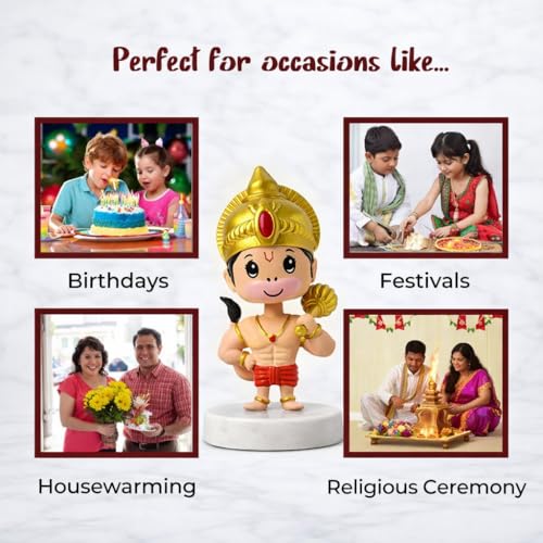 Image of Hanuman Bobble Head Idol for Car Dashboard | Spring Moving Head Hindu God Idol | Decorative Dashboard Idol for Car, Home Temple & Office