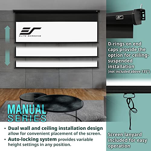Image of Elite Screens Manual Series, 150-INCH 4:3, Pull Down Manual Projector Screen with AUTO LOCK, Movie Home Theater 8K / 4K Ultra HD 3D Ready, 2-YEAR WARRANTY, M150UWV2