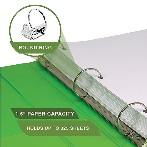 Image of Samsill Plant-Based 1.5 Inch Durable Round Ring, View Binder, Eco-Friendly, USDA Certified Biobased, Single, Lime Green