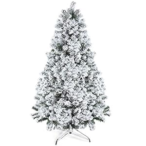 PREXTEX 6 Ft Snow Flocked Christmas Tree Full White Artificial Tree with Heavy Flocking Easy Assembly and Premium Design for Holiday Home Decor Office and Events