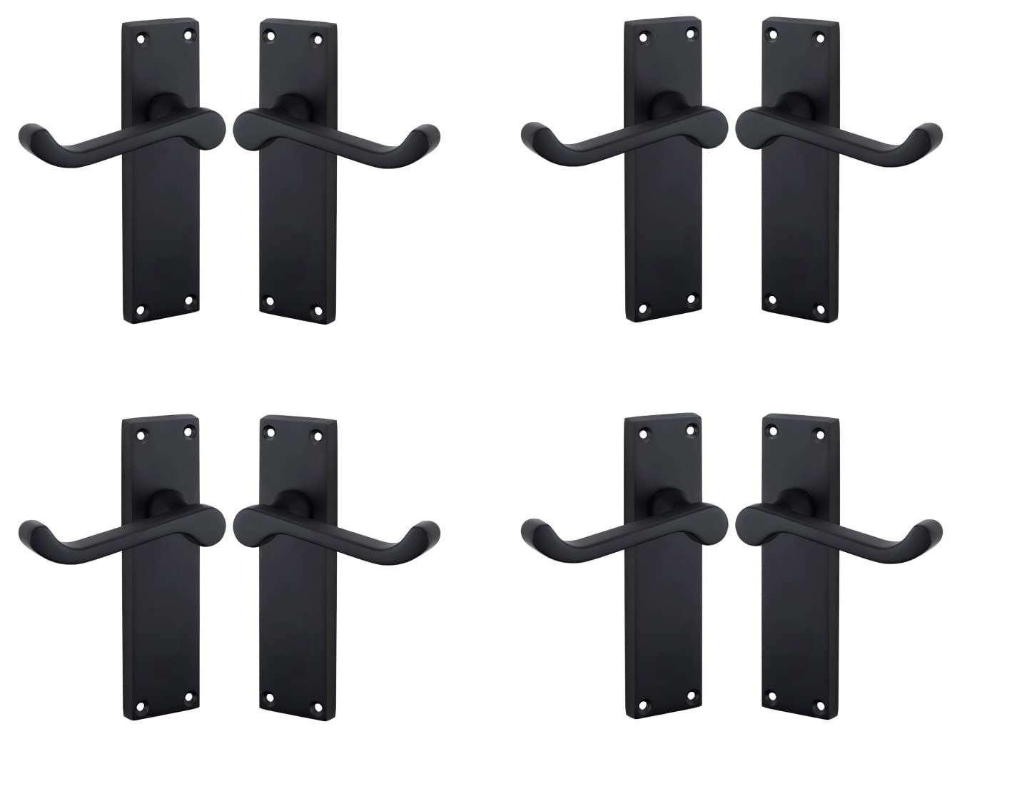Golden Grace Matt Black Victorian Scroll Lever Door Handle Pair - 150mm - 4 Pack