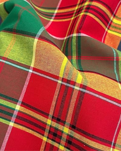 Tissu Madras Antillais Rouge Jaune Noir Guadeloupe - par 50cm