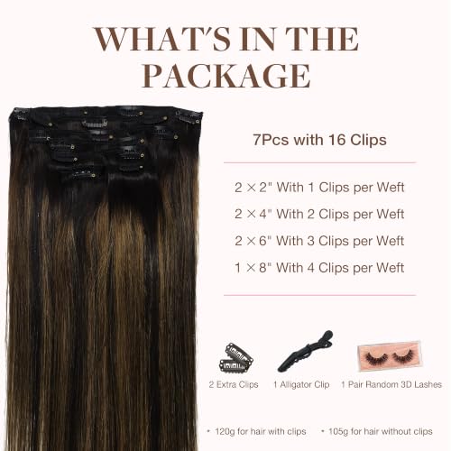 Image of GOO GOO Clip in Hair Extensions Real Human Hair Balayage Remy Extensions
