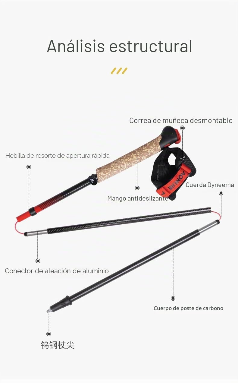 Bastones de trekking plegables, AONIJIE, Canbo fibra ligera bastones de senderismo, para correr bastones con mango absorbente, enviar par