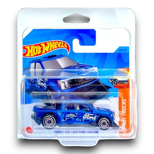 Hot Wheels Ford F-150 Lightning Custom (Blue) 9/10 HW Hot Trucks - 2023-226/250 (Short Card) - COMES IN A KLAS CAR KEEPER PROTECTIVE COLLECTORS CASE - HKG66