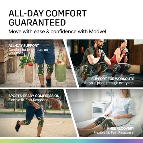 Image of Modvel 2 Pack Knee Brace for Women - Knee Support for Walking, Knee Compression Sleeves for Pain Relief, Knee Sleeves for Women, Knee Brace for Sports, Workouts & Arthritis