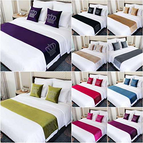 JK Home Samt-Läufer mit Heißbohrung, Krone, Bettläufer, Schal für Schlafzimmer, Hotel, Hochzeit, schwarz, 45 x 240 cm - Image 5