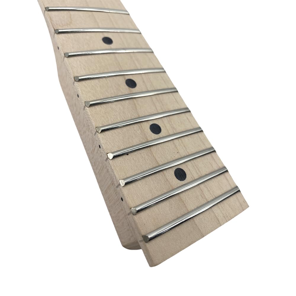 Manico sinistro per chitarra elettrica, 22 tasti 648 mm, in acero, tastiera in palissandro, puntini doppi laterali, dado normale, bullone sul tallone, senza legame