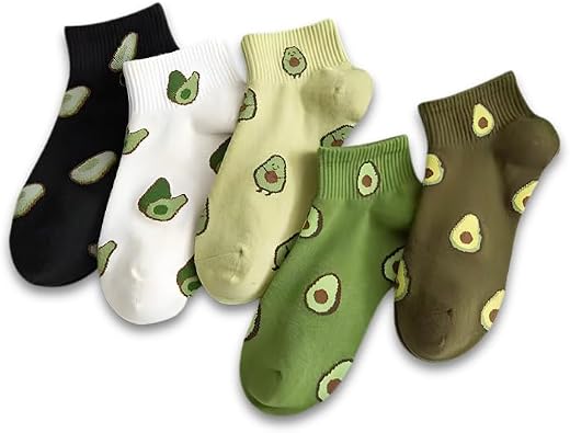 16 Degree Below Avocado Cotton Ankle Socks, Casual Wear, Breathable and Stretchable, Pack of 5