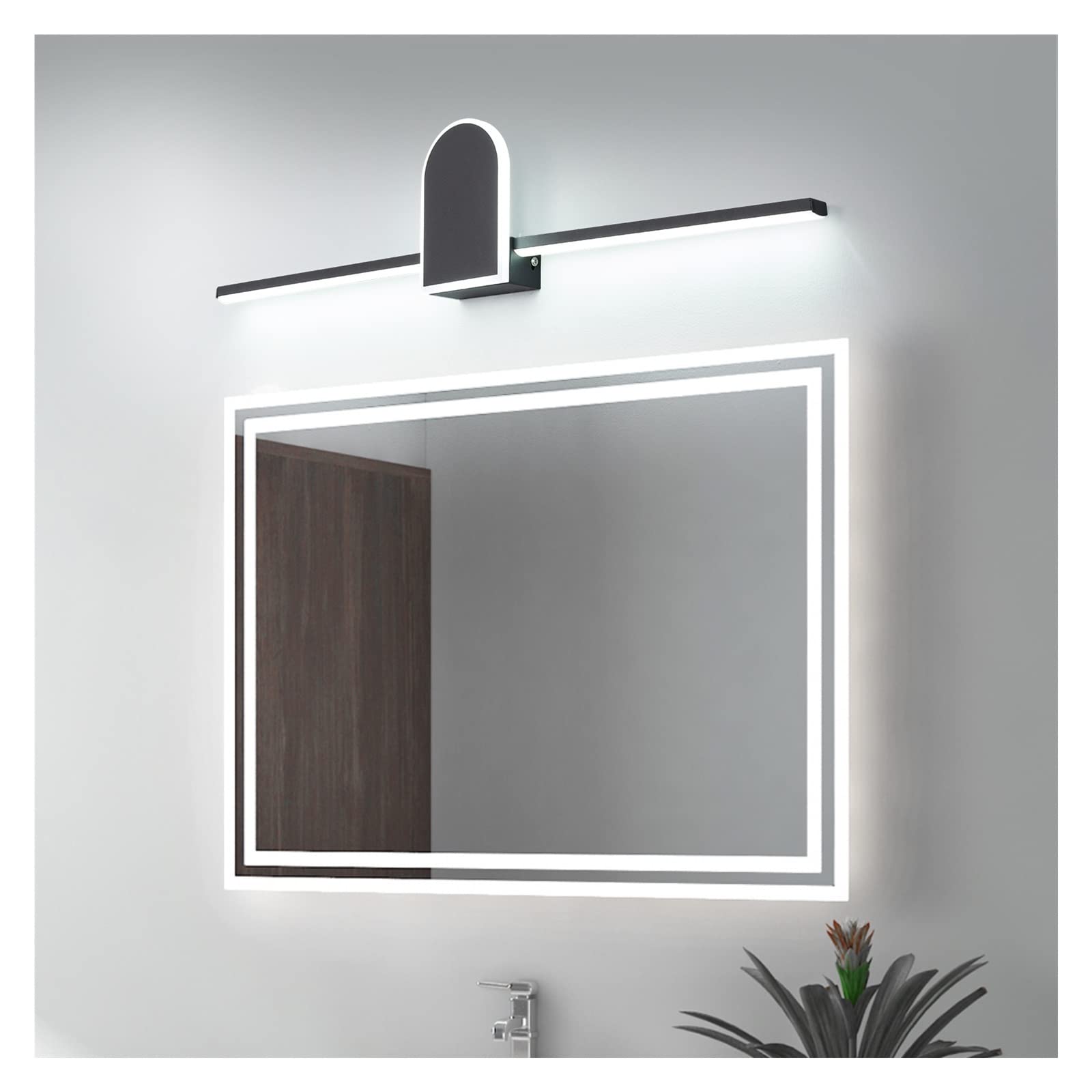 Światło obrazu z pilotem Łazienka Front Light Nowoczesna Kinkiet Led Czarno-białe Oprawy Kinkiet Kinkiet L70 90 110cm Lampa Łazienkowa Bezprzewodowe oświetlenie LED do malowania w pomie (Size : Warm