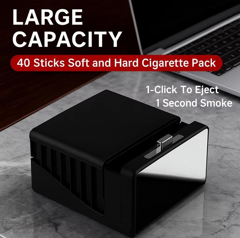 Cigarette Case Pop-up Dispenser Automatic 40 Large Capacity Box Holder Storage Moisture Proof Single Press Click Vintage Retro Smoking Accessory Smokers Men Gift (Wooden, Push-Button) image 4