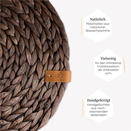 Set de table rond jacinthe d'eau marron 38cm dessous d'assiette tressé lot de 6 - 4