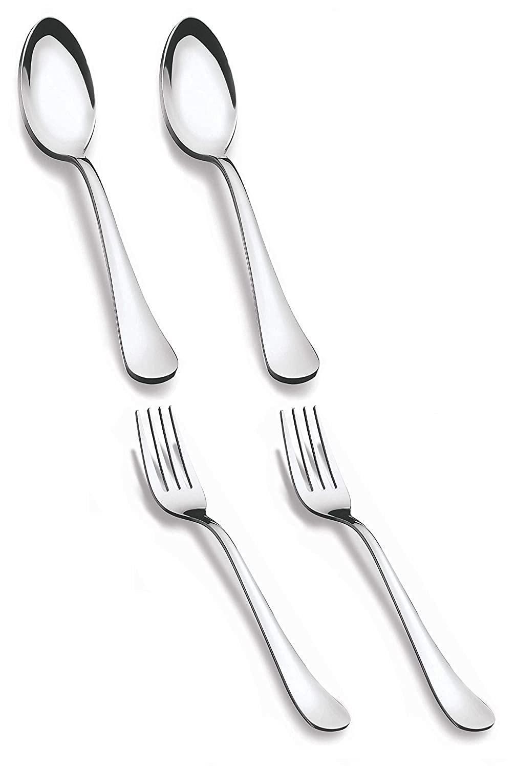 6 Piece Stainless Steel Table & Dinner Spoon & Fork Knife Set, Waves (Contains: 2Table Spoons 2 Forks 2 Knife) Standard Size Thickness 2mm