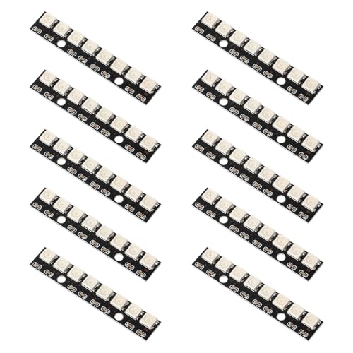 HENGBIRD Lot de 10 modules LED RVB WS2812 - 8 bits - Pilotes intégrés WS2812 5050 RVB - 8 bits - 8 LED - Programmable - 5 V - Pour Arduino Raspberry Pi ESP32