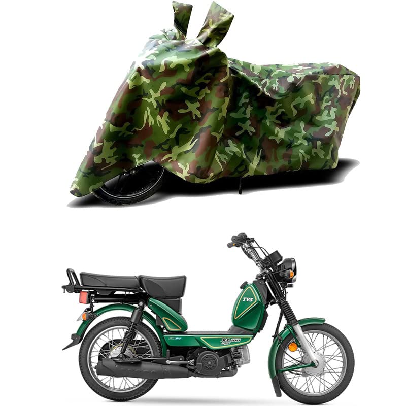 Image of 100% Water Resistant Bike Scooty Two Wheeler Body Cover Compatible for TVS XL100 Heavy Duty BS6 /UV-Rays /Heat Protection /Birds Dropping /Scratchproof /Dust Proof /Waterproof /All [Green MJ]