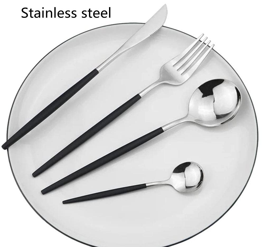 Ensembles de Couverts,24 pièces Ensemble de couverts en acier inoxydable Ensembles de vaisselle de polissage de miroir Utilisation polyvalente pour la maison et la cuisine-arc-en-ciel