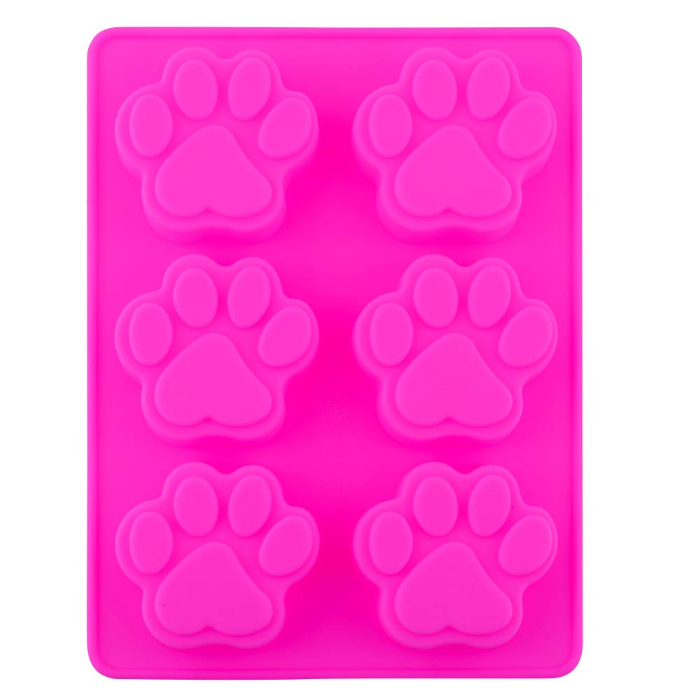 SILKUZISilicone Paw Print and Bone moulds Baking Pan flexible Baking Mold Homemade Dog Puppy Treat Cookie Pet Oven safe (Blue) (Paw (Purple))