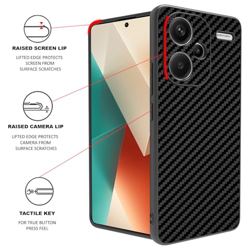 Image of RIGGEAR Sleek Back Cover Case Compatible with Redmi Note 13 Pro Plus 5G (TPU+PC | Black CF)