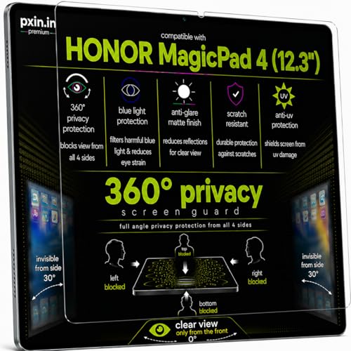 Image of Pxin 360 Pro Privacy Screen guard compatible with Honor MagicPad 4 (12.3 inch) | Anti Glare | Anti UV | Anti Blue | Anti Reflection | Privacy Filter | Unbreakable Build