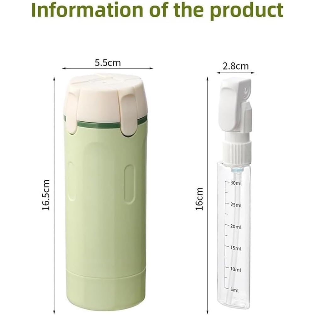 Dispenser da viaggio 4 in 1, con scala ed etichetta, dispenser portatile a prova di perdite, ricaricabile, per shampoo, articoli da toeletta per voli, borsa da palestra, weekend fuori casa, 2 pezzi