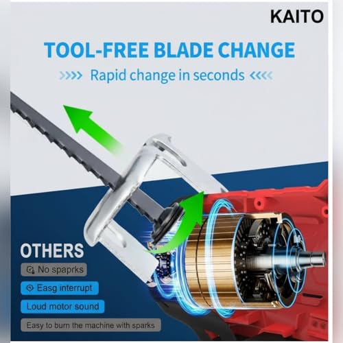 Image of KAITO 21V Cordless Reciprocating Saw Machine | 3500 SPM Variable Speed Sabre Saw | Dual Li-ion Batteries, Fast Charger | Heavy Duty Wood, Metal & PVC Cutting Tool