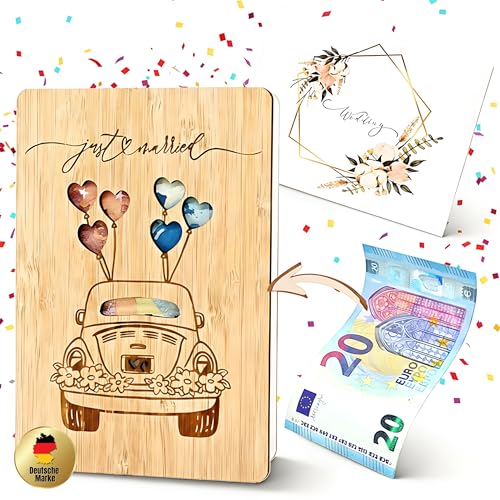 PARBOOLY - Tarjeta de boda de bambú con sobre, regalo de dinero para bodas, regalos de boda para novios, tarjeta de boda, regalo de boda