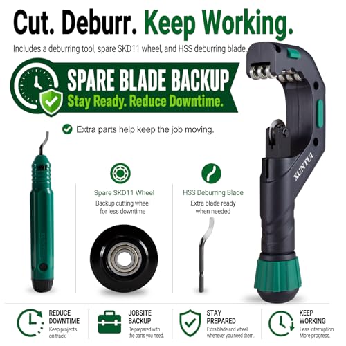 Image of Large Pipe Cutter, 1 /4 inch-2-3 /4 inch OD Tubing Cutter Kit | For Copper, Aluminum, Brass & Thin-Wall Stainless, Includes Deburrer, Spare SKD11 Wheel & HSS Blade