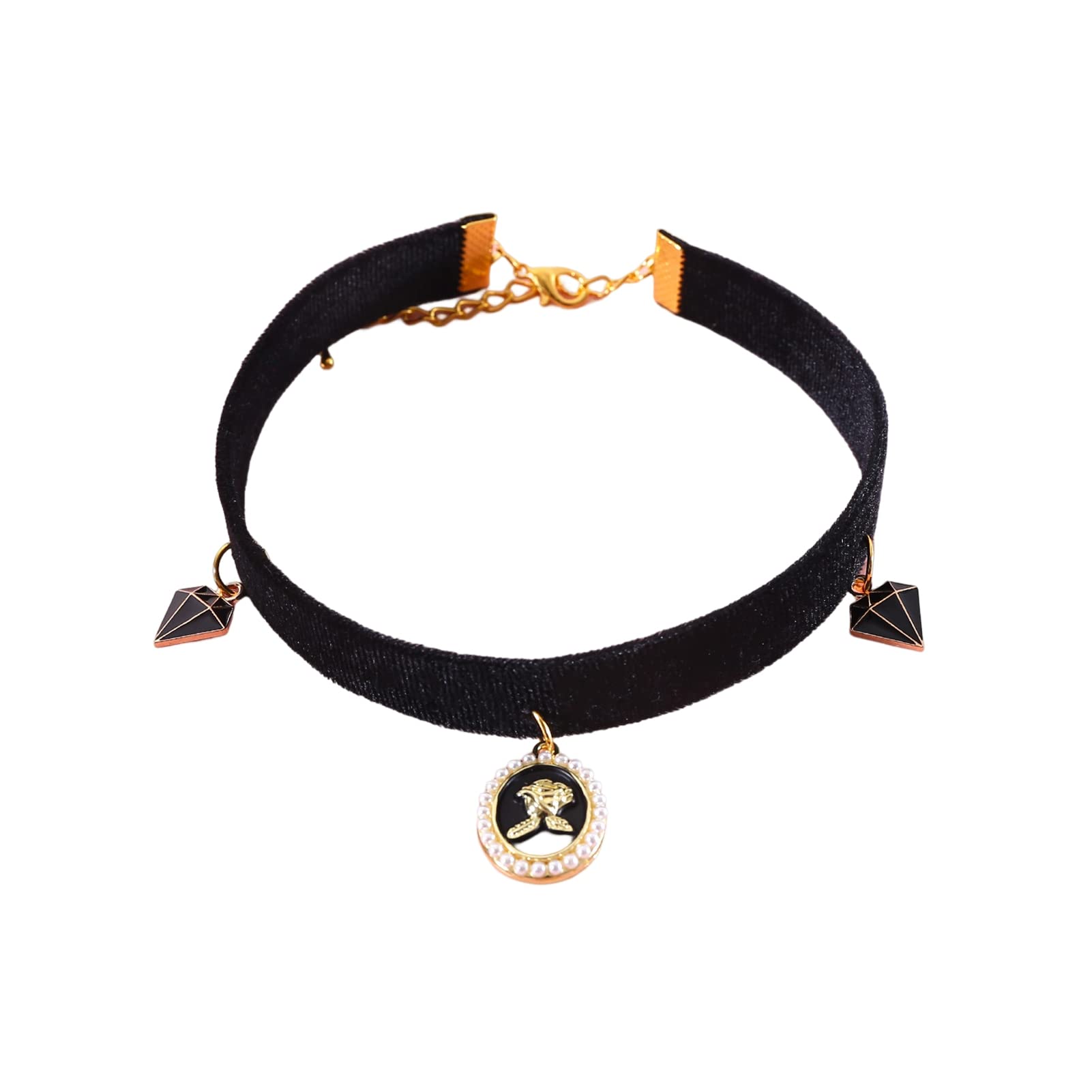 Pet Collar Ultralight Decorative Velvet Pet Cat Collar with Pendant Decoration Pet Supplies Black S