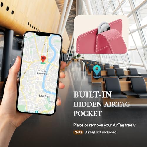 Image of ALLIVE Rfid Passport Holder for Travel Women, Rfid Passport Cover Wallet, Genuine Leather Passport Holder for Travel with AirTag Hidden, Airport Essentials, Travel Gifts (Rose Pink)