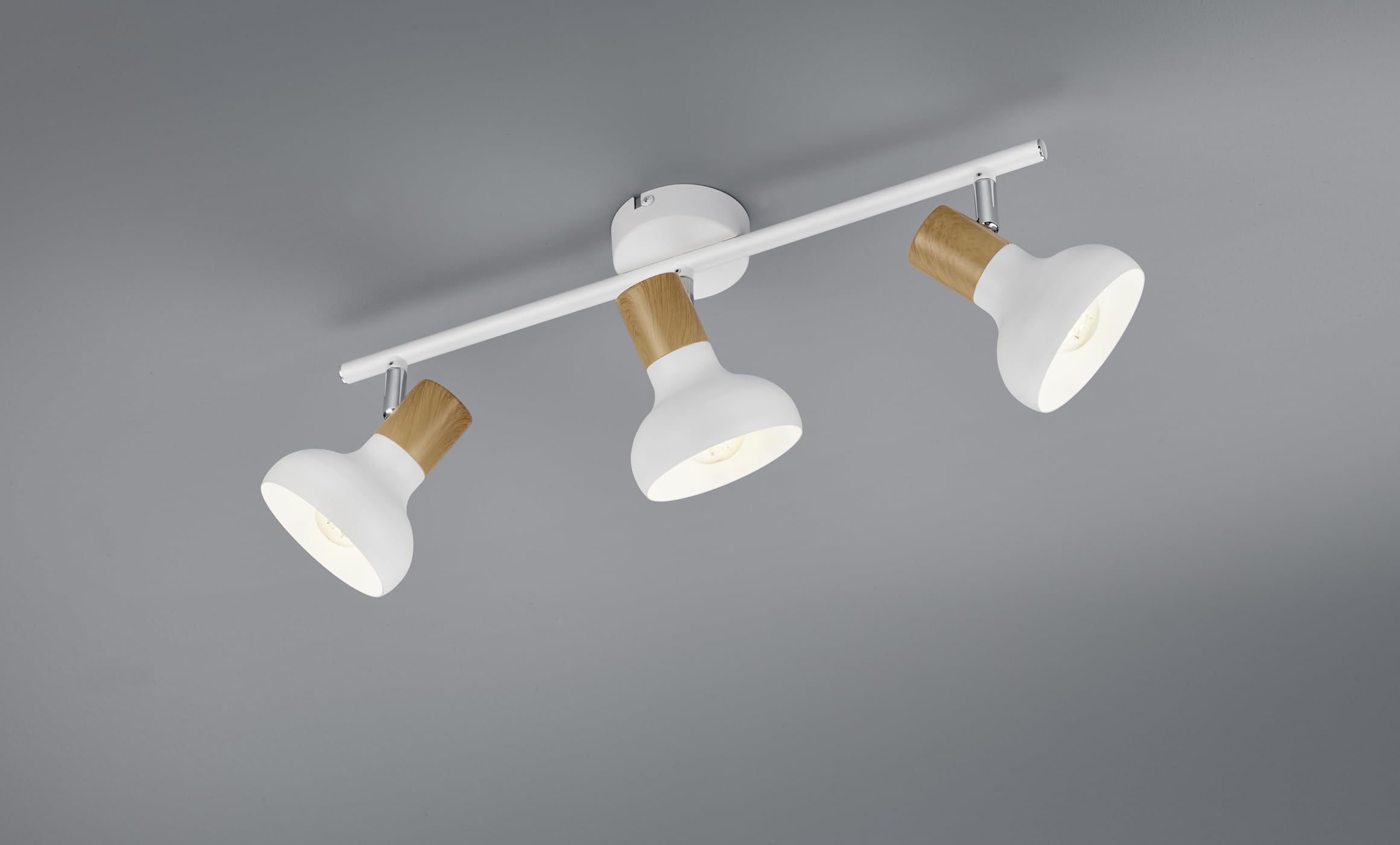 Reality Leuchten RL Spot Bar Latika R81523031, Blanco Metal mate, Madera sintética o artificial, excl. 3x E14