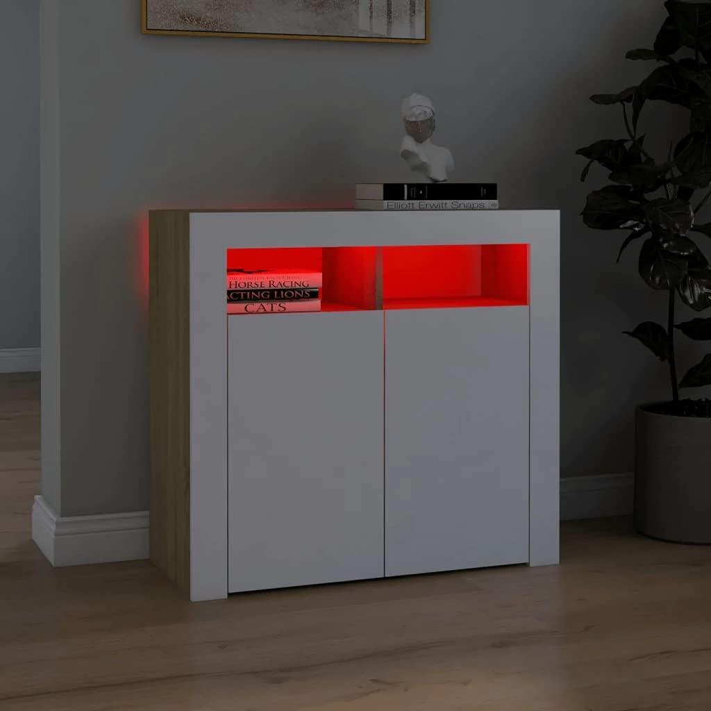 vidaXL Szafka z oświetleniem LED, biała, 115,5 x 30 x 75 cm