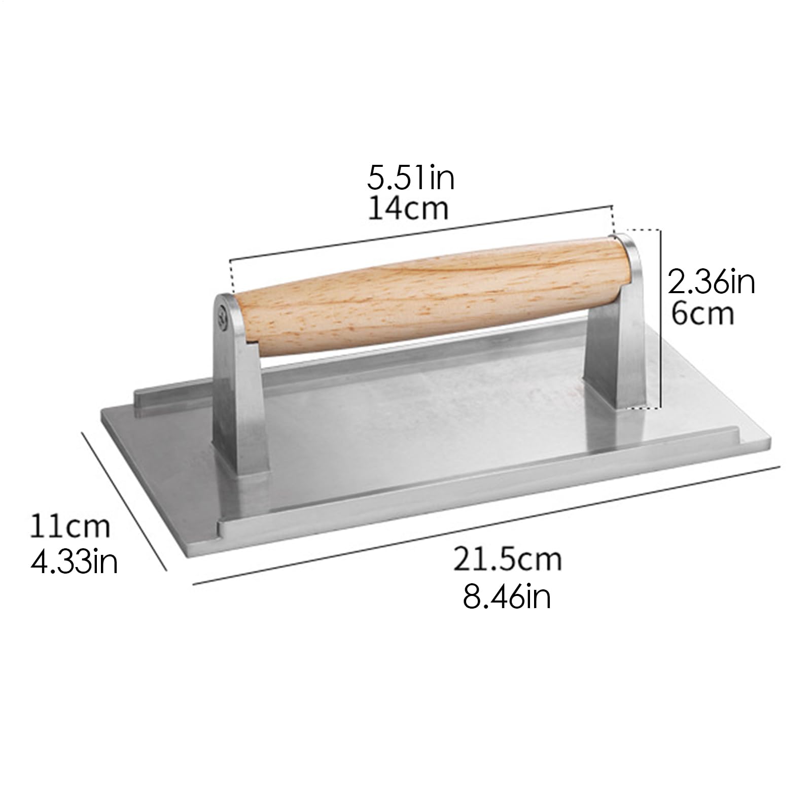 Pressa per Bistecca al Bacon, Peso di Cottura in Ghisa, Design con Impugnatura Comoda con Manico in Legno, Spianatrice Antiaderente Resistente, Accessorio per Padella per per Hamburger per Attr