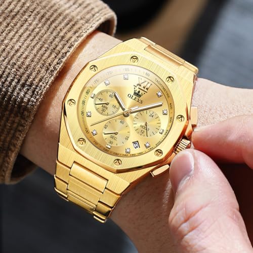 Image of OLEVS Watches for Men Luxury Fashion Large Dial Male Watches Analog Quartz Stainless Steel Waterproof Business Dress Men's Wrist Watch