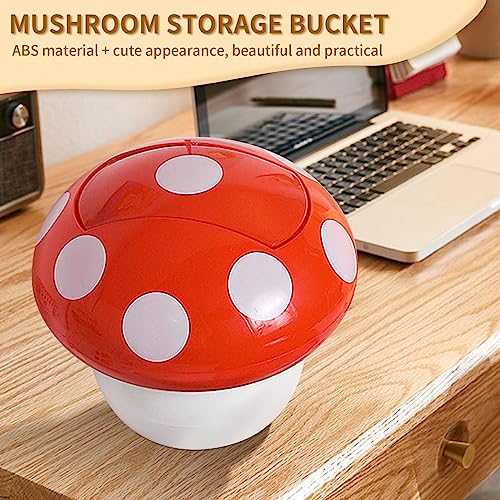 Image of VIKKSAER Cute Mushroom Trash Can, Mini, 7.5 in, Red, ABS