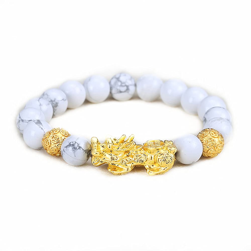 HomelavieFeng Shui Black Obsidian Wealth Bracelets Golden Pixiu Dragon Natural Stone Bracelet for Men Women Boy Girl Attract Wealth and Good Luck