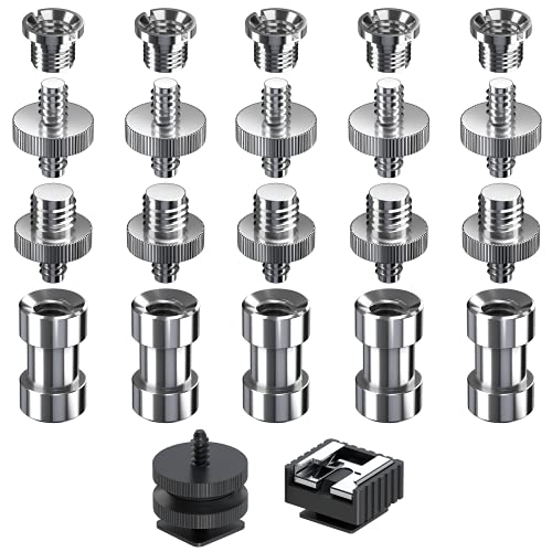 muscccm Camera Screw, 22 Pcs 1/4 Inch and 3/8 Inch Converter Threaded Screws Adapter Mount Camera Hot Shoe Mount to 1/4 Set for Camera/Tripod/Monopod/Light Stand
