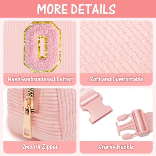 Image of Gitus Gifts for 10-16 Year Old Girls: Christmas Gifts for Teen & Tween Girls - Sister, Her Women Fanny Pack with Initial Letter Patch Belt Bag Crossbody Bag (Light Pink-O)