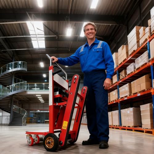 GJYDPU Carretilla Eléctrica para Escaleras 1000lbs/450kg Capacidad Motor 1500W Sin Escobillas Ideal Batería 48V/42A 6-8H Autonomía para Mudanzas Almacén Logística