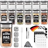 【Spice Jar Tools】: Das Gewürz Organizer-Set ist mit einigen kleinen Werkzeugen ausgestattet, um Ihnen zu helfen, Sie können den Silikontrichter verwenden, um verschiedene Dicke von Gewürzen, Salz, Gewürzen nachzufüllen; Gewürzetiketten für Ihre Gewürze mit dem Namen, und unsere quadratischen Gewürzetiketten haben einen gewissen Grad an Wasserdichtigkeit.