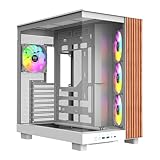 Thermaltake View 380 XL WS ARGB; Mid Tower Chassis; Side Wood Trim; 4x120mm ARGB Lite Fans Included; 420mm GPU Clearance; ATX/mATX/mITX; Hidden Connector Support; Dual Chamber; Snow; CA-11E-00M6WN-WS
