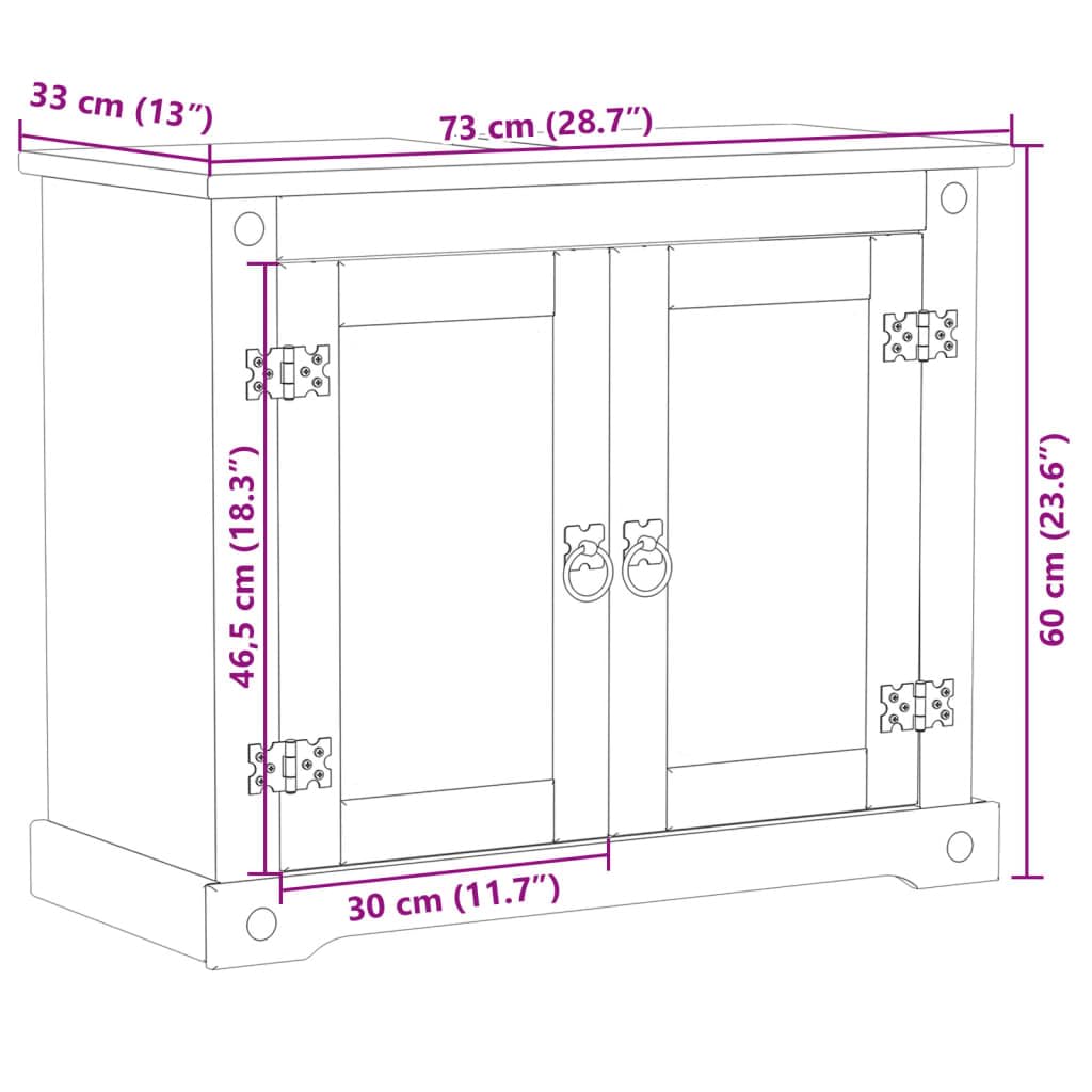 Armario para Lavabo de Baño de Madera Maciza de Pino con Tiradores de Metal y Amplio Espacio de Almacenamiento para Organizar Artículos de Tocador y Productos de Higiene