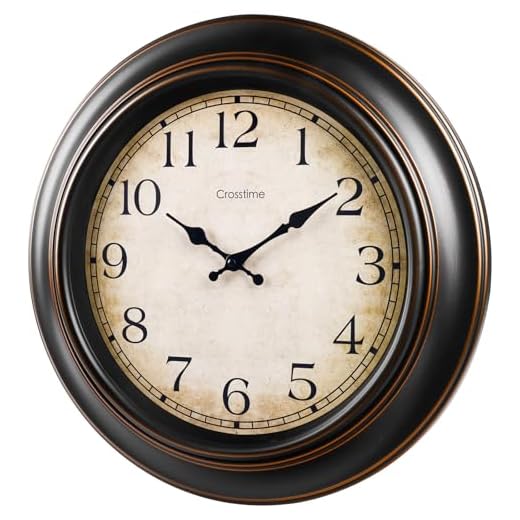 18 Inch Vintage Large Wall Clock for Living Room Decor,Battery Operated Silent Non-Ticking Retro Classic Clocks for Kitchen Fireplace Home Office,House Warming Gifts,Bronze