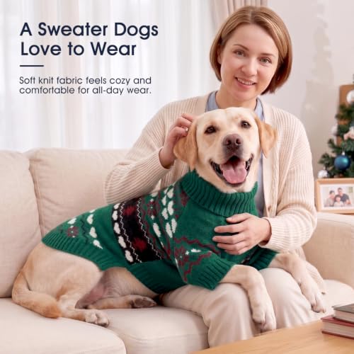 Image of IECOii Warm Dog Sweater, Turtleneck Knitted Winter Clothes for Cold Weather